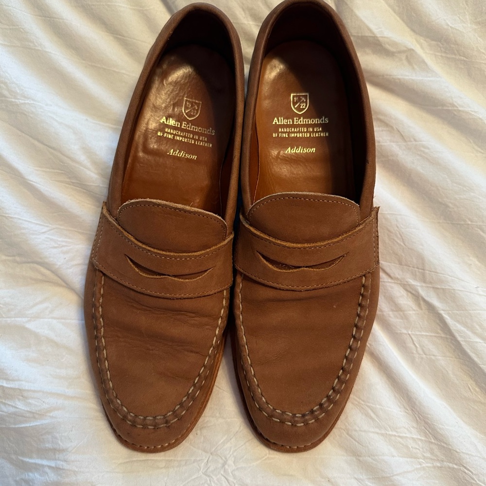 Allen Edmonds Addison tan leather loafer dainite sole size 9D